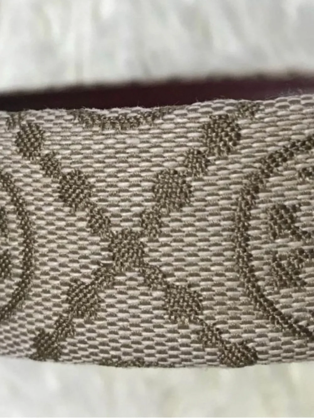 Tory Burch Beige Logo Pattern Headband with Brown Leather Lining. New - Picture 2 of 7